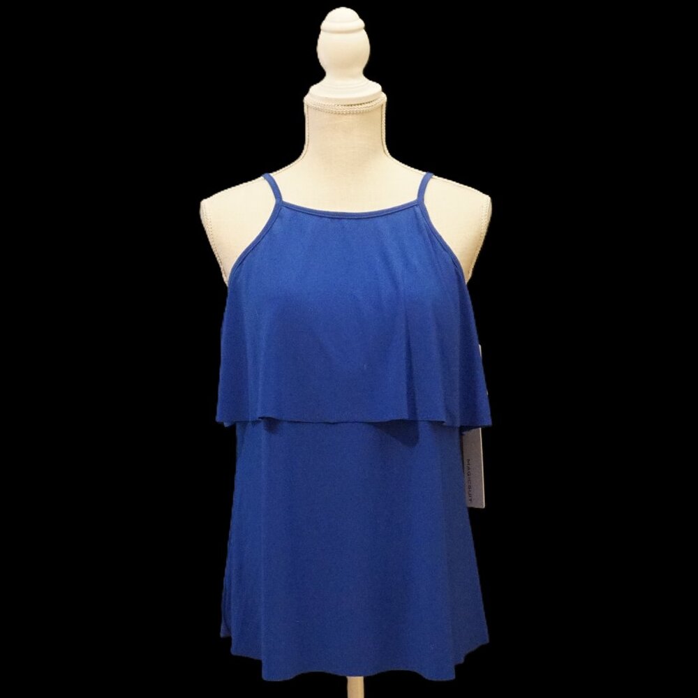 Magic Suit Blue Tiered High Neck Tankini Top with Underwire Bra Women’s Size 12